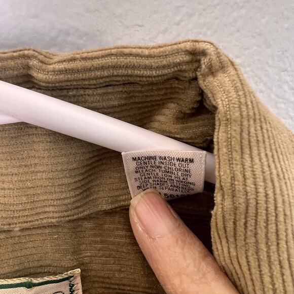 VTG LL Bean Corduroy Button Front Shirt Dress Womens Khaki Midi Pocket Size 16 - Picture 5 of 6